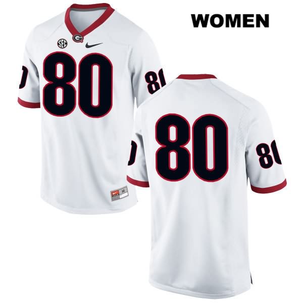 Georgia Bulldogs Women's J.T. Dooley #80 NCAA No Name Authentic White Nike Stitched College Football Jersey UBU5856AQ